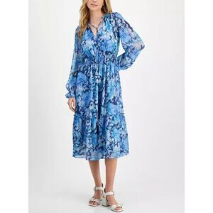 Lucy Paris‎ Women's Trina Long-sleeve Floral Print Midi Dress Size Large NWT